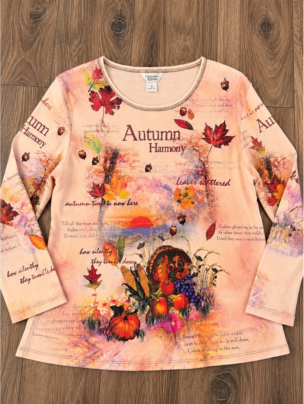 Christopher & Banks Women’s XL Autumn Harmony Fall Harvest Rhinestone Top USA